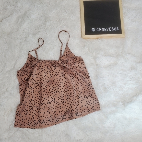 CHIC Bronze Satin Spotted PJ Set Tank & Shorts - Picture 4 of 8